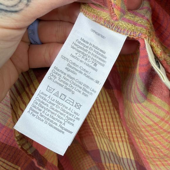 Madewell Daily Brown Striped Button Down Oversized Short Sleeve Shirt Small - Picture 8 of 8